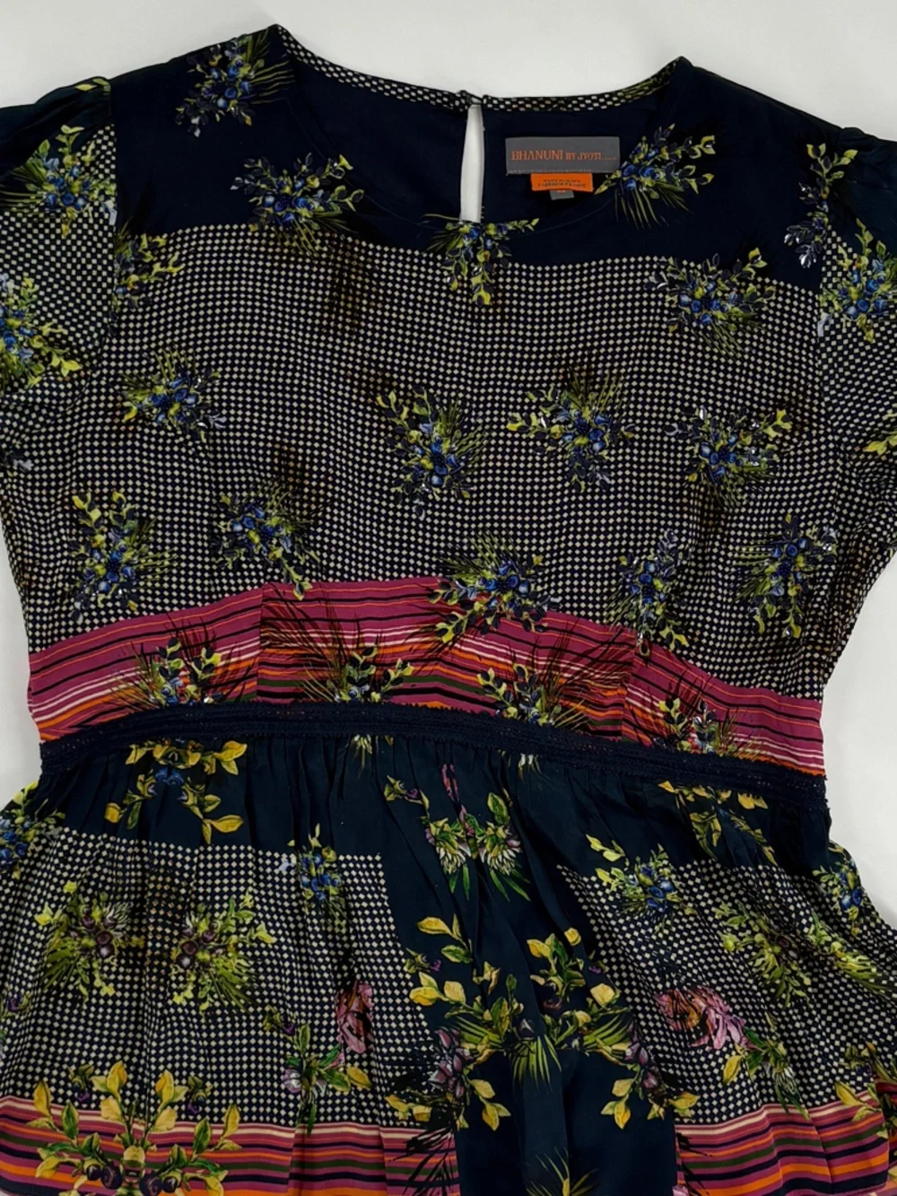 Anthropologie Bhanuni by Jyoti Floral Peplum Short-Sleeve Blouse - Picture 10 of 11